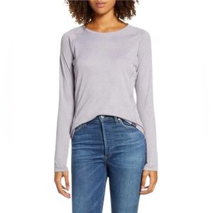 PATAGONIA Long Sleeve Grey/Purple Capilene Large mid-weight pulloverTop travel
